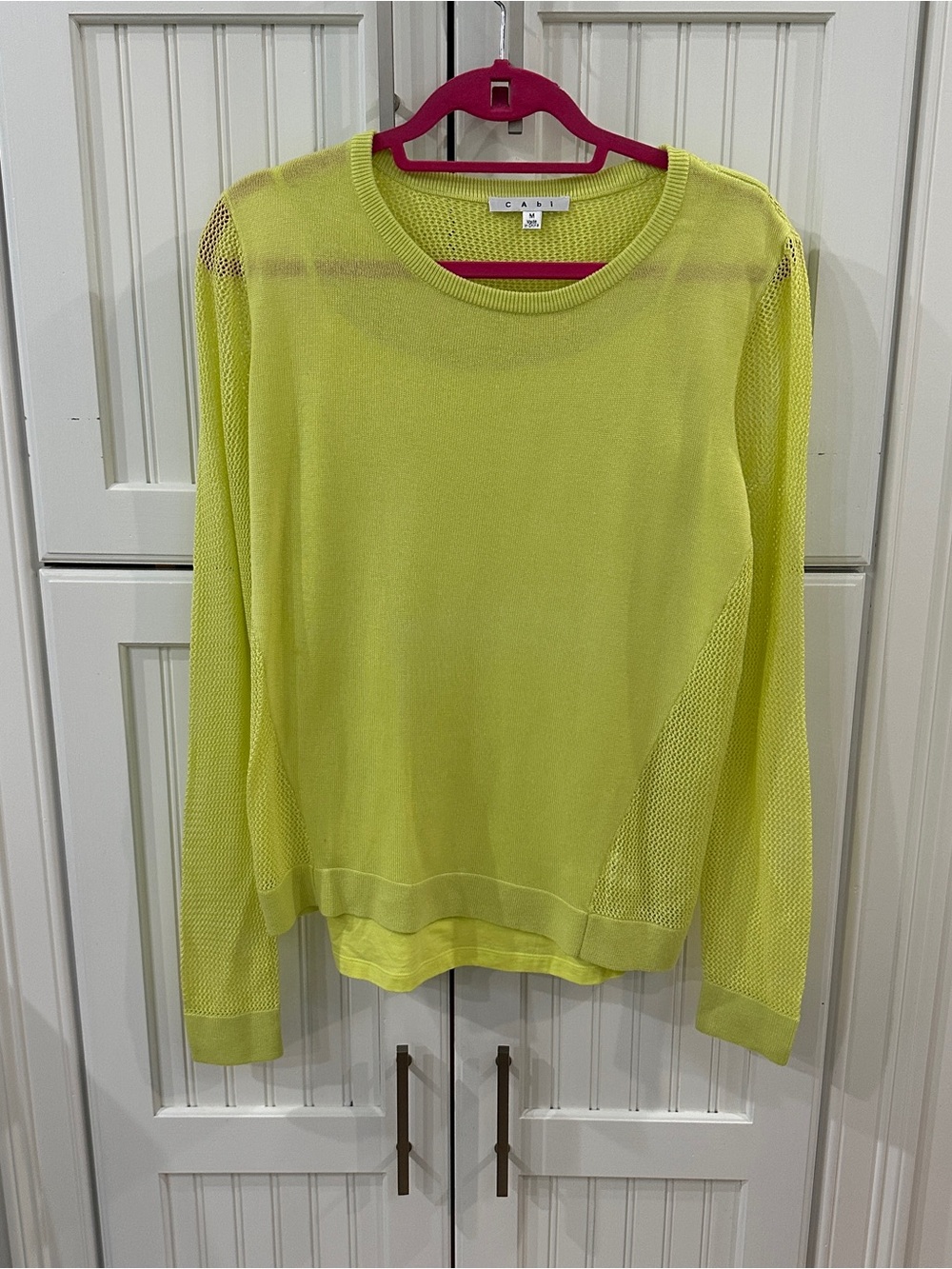 CAbi Neon Lime Lightweight Knit Top